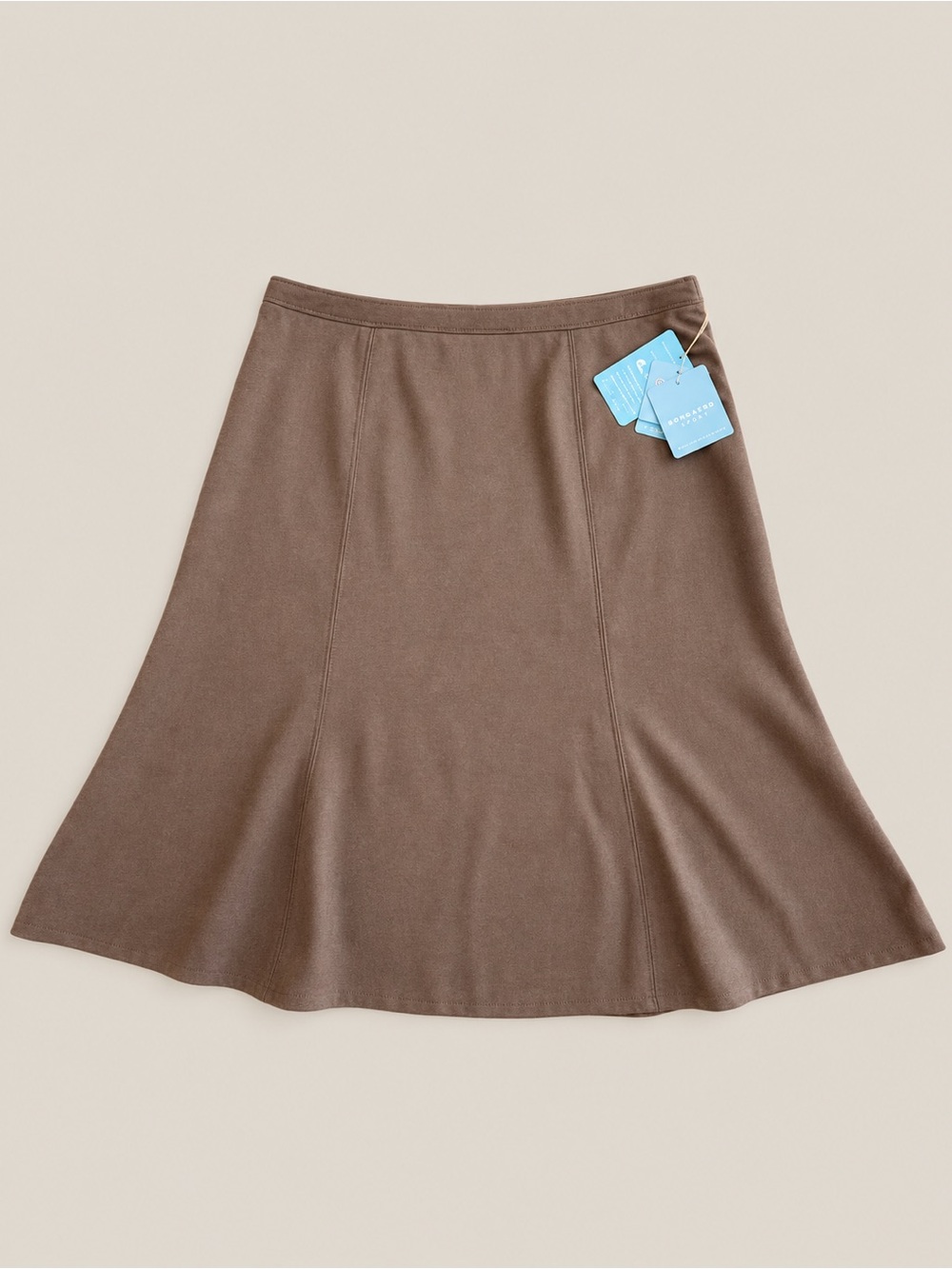Doncaster Sport Brown A-Line Skirt Size 14 NWT Midi Knee Length Suede Feel
